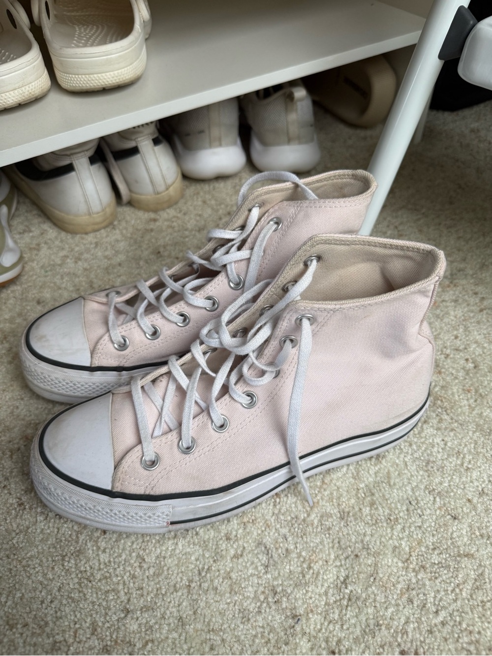 Converse High-Top Canvas Sneakers in Pale Pink